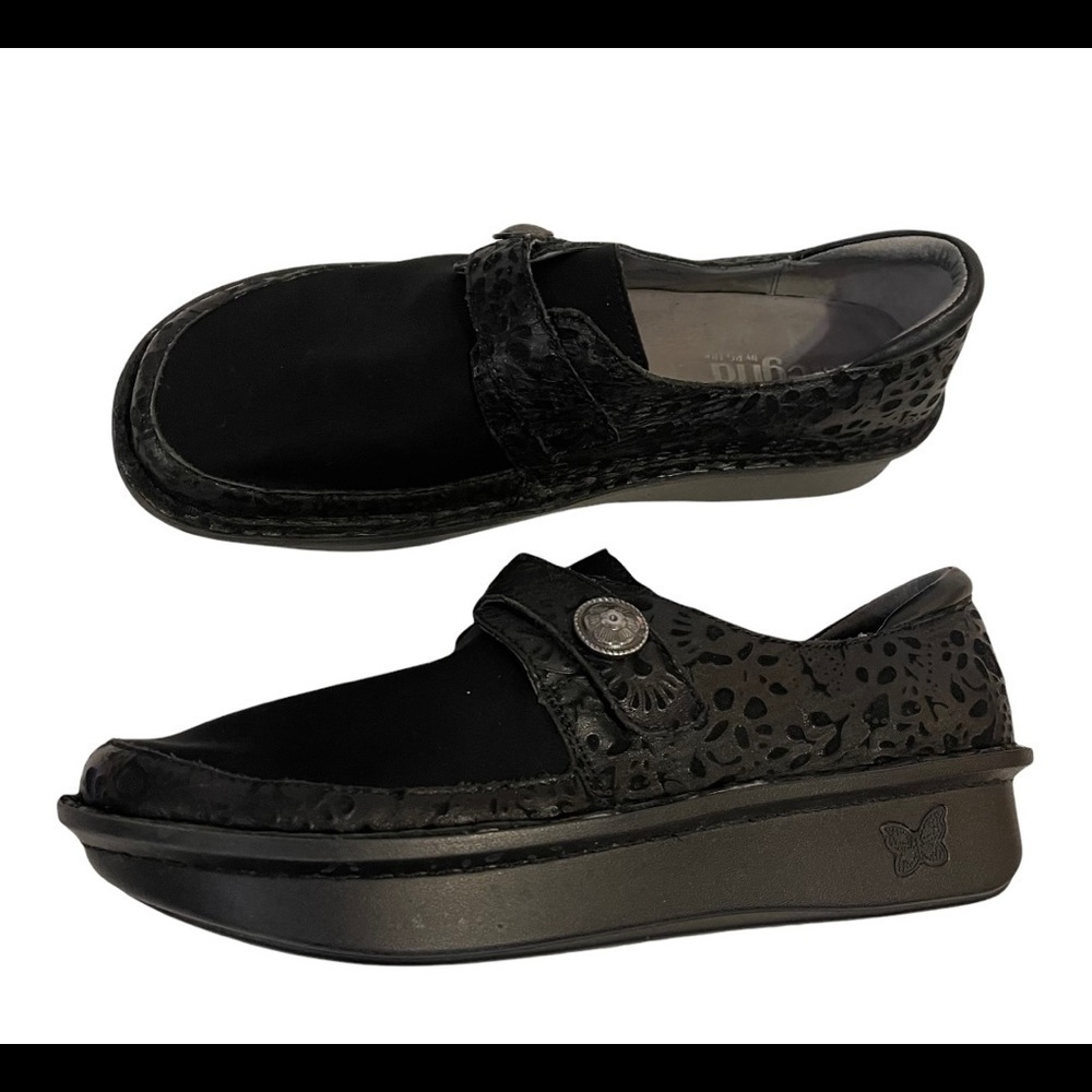 ALEGRIA Black Den-435 Leather Clogs Shoes - Picture 5 of 12